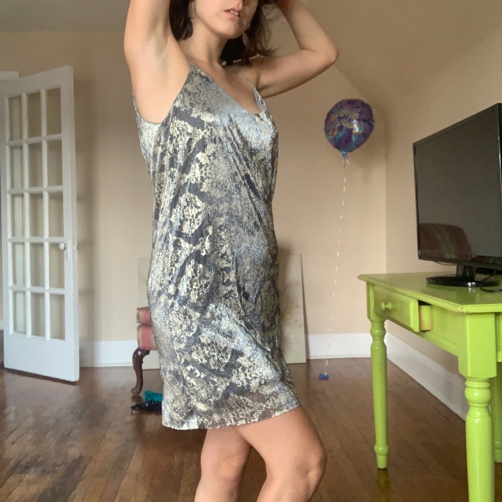 gold and silver shiny dress